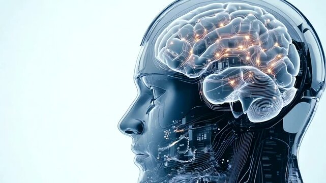 AI brain scan Illuminated neural pathways