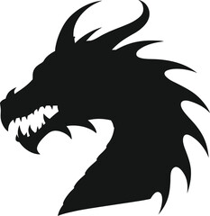 dragon silhouette vector illustration design black color. 
