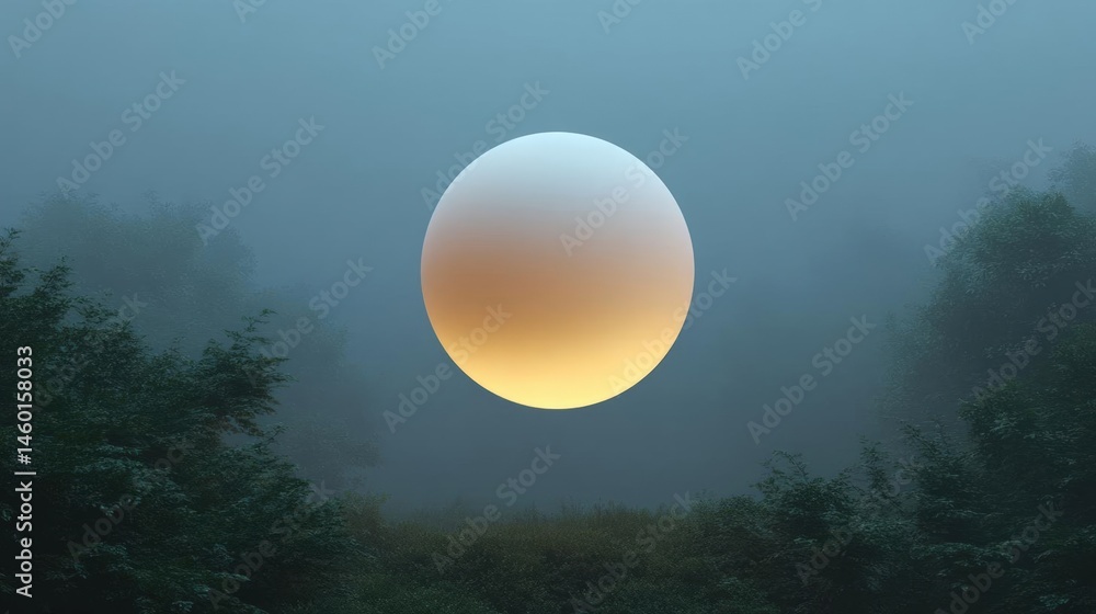 Poster photograph of a large, spherical object in the center of the frame. the object appears to be a sun o