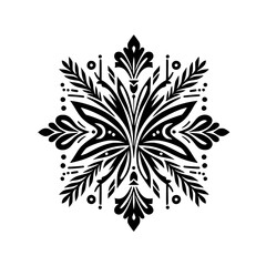 Elegant Black & White Floral Ornament, Decorative Design