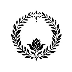 Elegant Black & White Floral Wreath Design