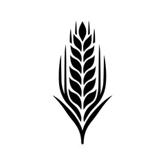 Minimalist Wheat Ear Icon: Black & White Crop Illustration