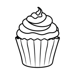a cupcake thick fluffy frosting line art vector silhouette