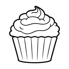 a cupcake thick fluffy frosting line art vector silhouette