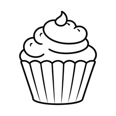 a cupcake thick fluffy frosting line art vector silhouette