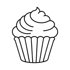 a cupcake thick fluffy frosting line art vector silhouette