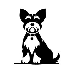 Minimalist Schnauzer Dog Illustration, Black and White Icon, Logo