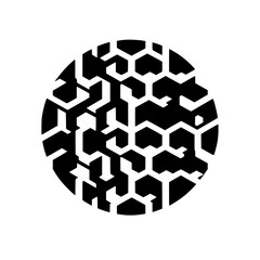 Fototapeta premium Abstract Geometric Black and White Pattern in a Circle