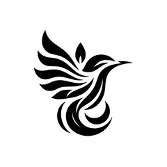 Obraz premium Abstract Hummingbird Silhouette, Black & White, Minimalist Design