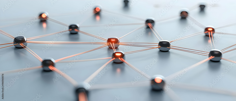 Aufkleber abstract network connection design with orange highlights