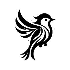 Minimalist Black and White Bird Logo, Artistic Design
