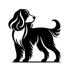 Elegant Black and White Dog Silhouette Illustration