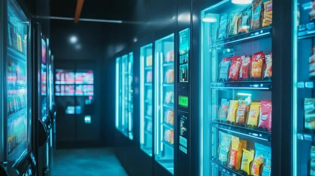 Futuristic Vending Machines Corridor: A Modern Snack Haven