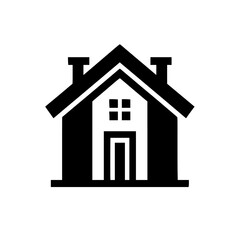 Minimalist Black and White House Icon - Real Estate, Design Asset