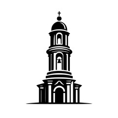 Obraz premium Minimalist Church Tower Icon, Black & White Vector Design