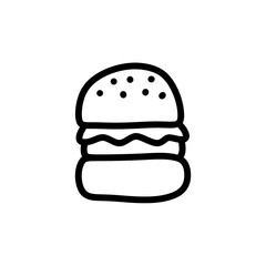 Burger doodle icon with hand drawn design style