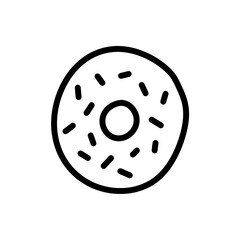 Donut doodle icon with hand drawn design style