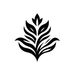 Obraz premium Elegant Black Leaf Motif on White, Minimalist Botanical Design