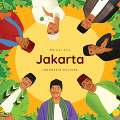 Fototapeta premium Colorful layout Indonesia Jakarta culture flat Illustration