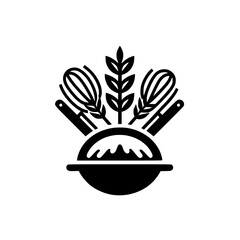 Baking & Fresh Ingredients Emblem: Monochrome Kitchen Symbol