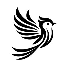 Minimalist Black and White Bird Logo Design – Flying Up