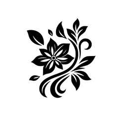 Elegant Black Floral Design on White Background