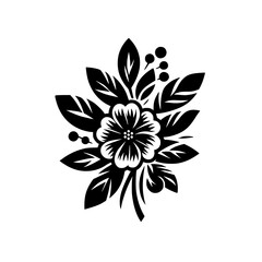 Black and White Floral Motif: Elegant Vector Design