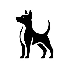 Minimalist Black Dog Silhouette on White Background