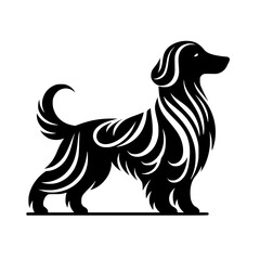 Elegant Black Dog Silhouette with Tribal-Inspired Design