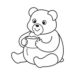 bear eating honey coco coloring books line art vector silhouette