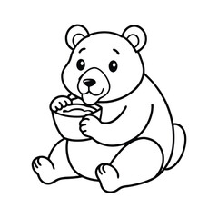 bear eating honey coco coloring books line art vector silhouette