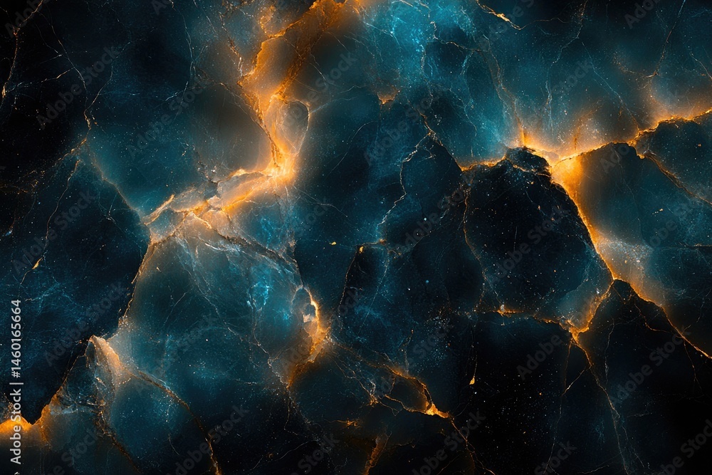 Poster abstract view of textured dark stone with vibrant energy patterns.