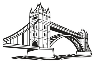 Obraz premium 100 Bridge silhouette, arch bridge, simple design, black and white, minimalist, graphic illustration, architectural icon, infrastructure symbol, geometric shape, urban landmark, stylized drawing, clea
