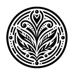 Black & White Floral Mandala: Geometric Design, Decorative, Vector Art