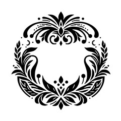 Elegant Floral Monochromatic Frame, Vector Illustration