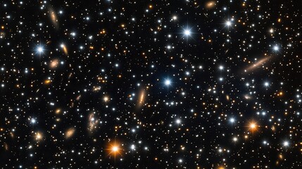 Fototapeta premium Cosmic tapestry of stars and galaxies. Clusters of luminous celestial bodies against a dark backdrop. Vast expanse of the universe