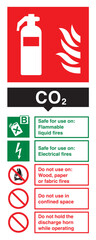 Carbon Dioxide Fire Extinguisher Warning Sign - Do Not Use on Paper or Fabric Fires