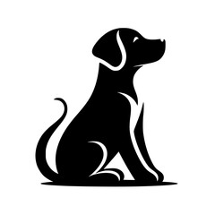 Minimalist Black Dog Logo - Silhouette on White, Pet Design