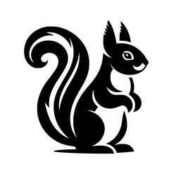 Minimalist Squirrel Silhouette: Black and White Vector Design