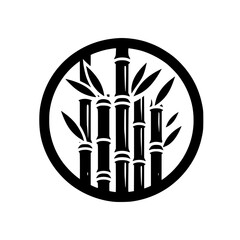 Minimalist Black and White Bamboo Circle Logo Design