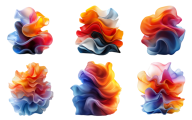 Collection set of  abstract vibrant shape isolated on transparent white background, clipping path ,png