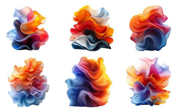 Collection set of  abstract vibrant shape isolated on transparent white background, clipping path ,png