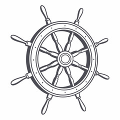 Obraz premium Classic Ship Wheel Nautical Illustration Design Element