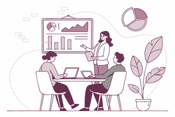 Businesswoman Presenting Financial Data to Colleagues in a Meeting