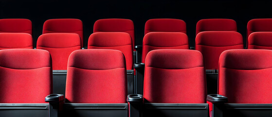 Fototapeta premium Red Theater Seats In Dark Auditorium