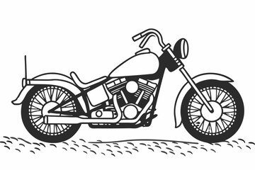Obraz premium Classic Chopper Motorcycle Illustration Black and White Design