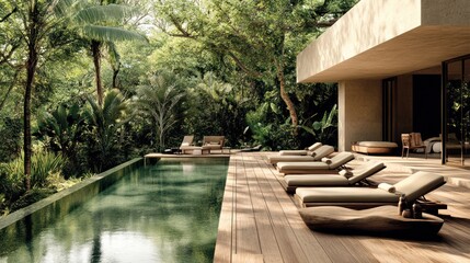 Fototapeta premium Tropical Poolside Villa Retreat