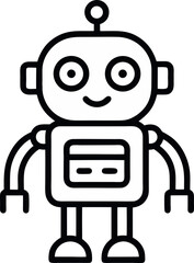 Fototapeta premium Minimalist Line Art Robot with Round Head and Antenna
