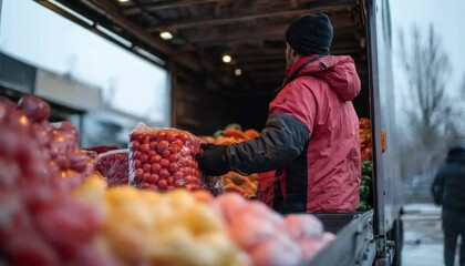 Market vendor loading truck