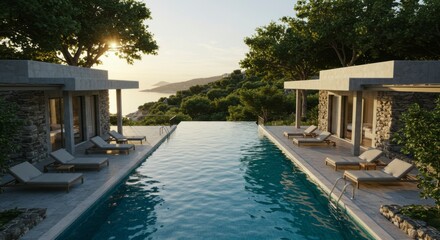 Fototapeta premium Luxurious Infinity Pool with Mountain Views